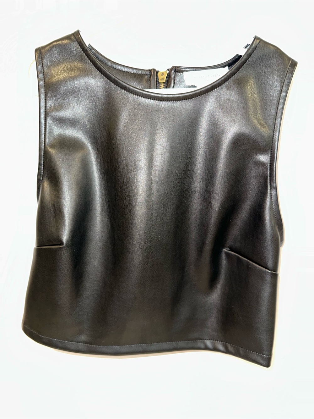 iris Black Faux Leather Sleeveless Crop Top